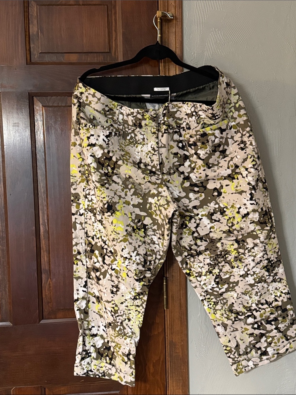 Lane Bryant straight leg greens and black print in cuffed ankle length size 18